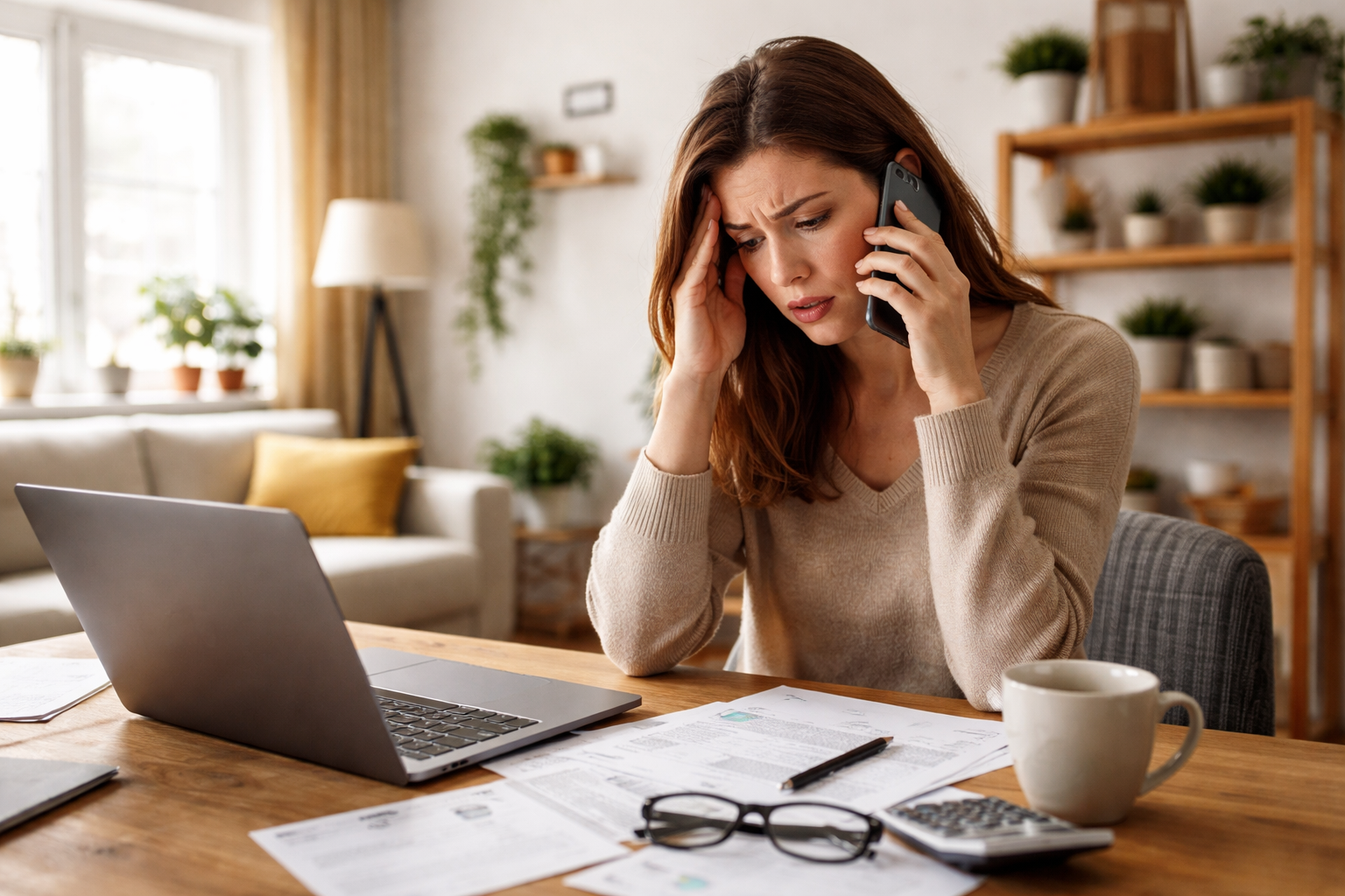 woman calling for a plumbing emergency